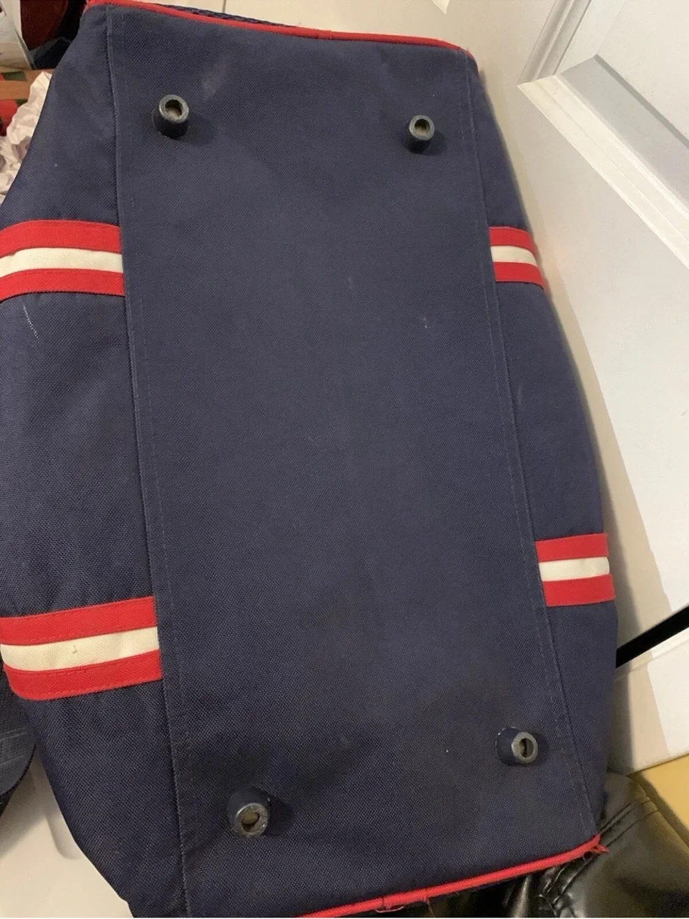 Tommy Hilfiger Navy Duffel with Red Piping and Branded Strap
